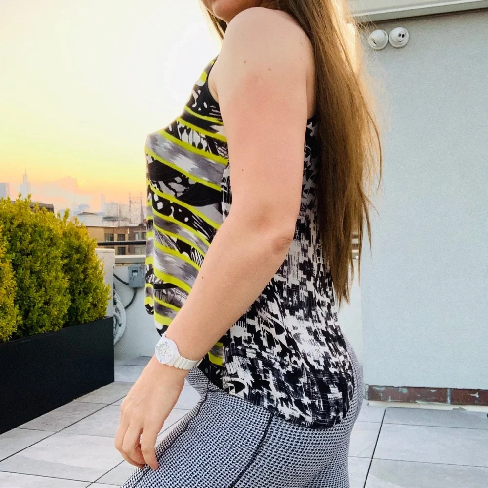 Parker Genuine Silk Wrap Cut Out Back Cami Blouse Modern Abstract City Wall Art - Picture 12 of 15